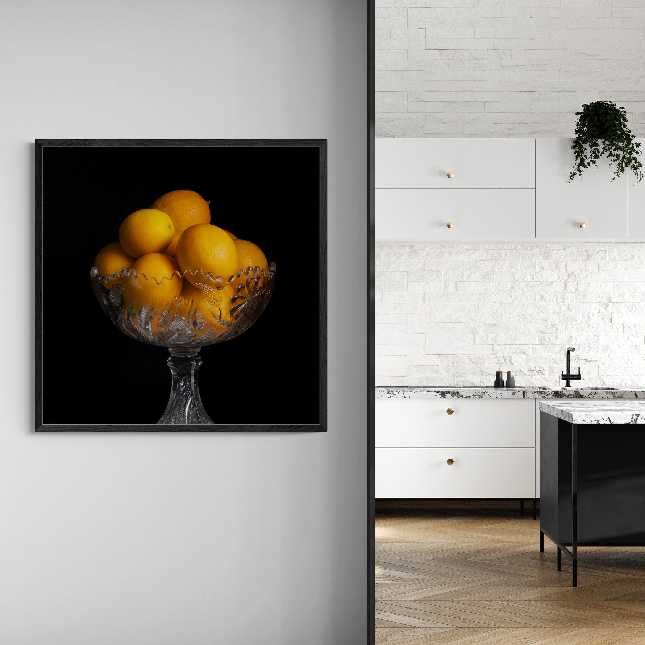 9 Lemons in a Bowl | Square Canvas Print