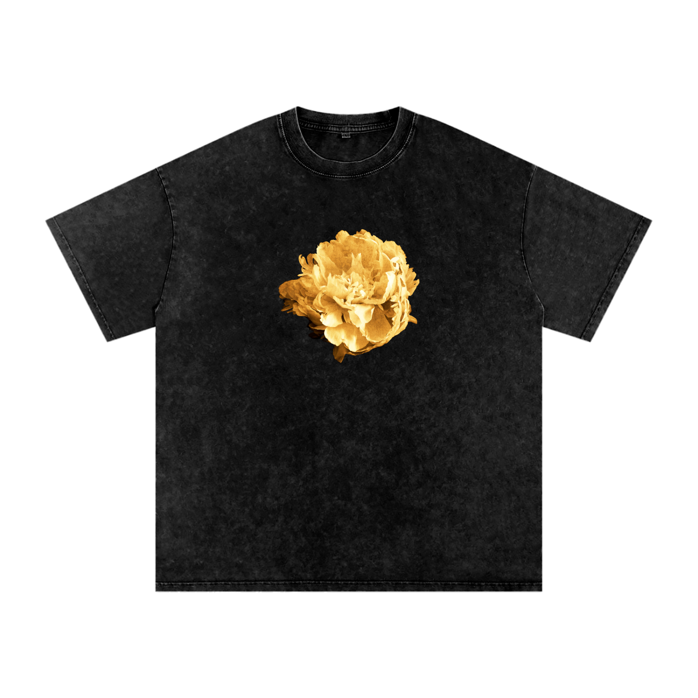Antique Gold Peony Tee Acid Wash
