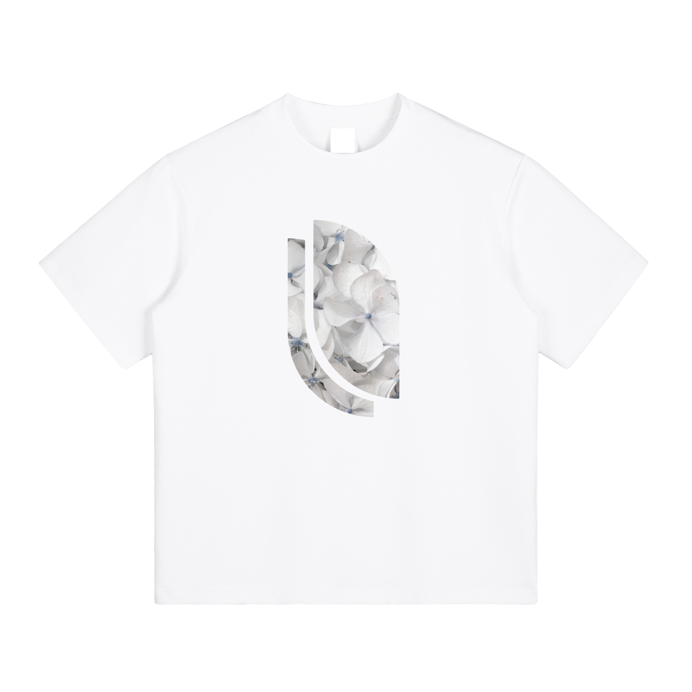 Active Tee – White Hydrangea Large Motif