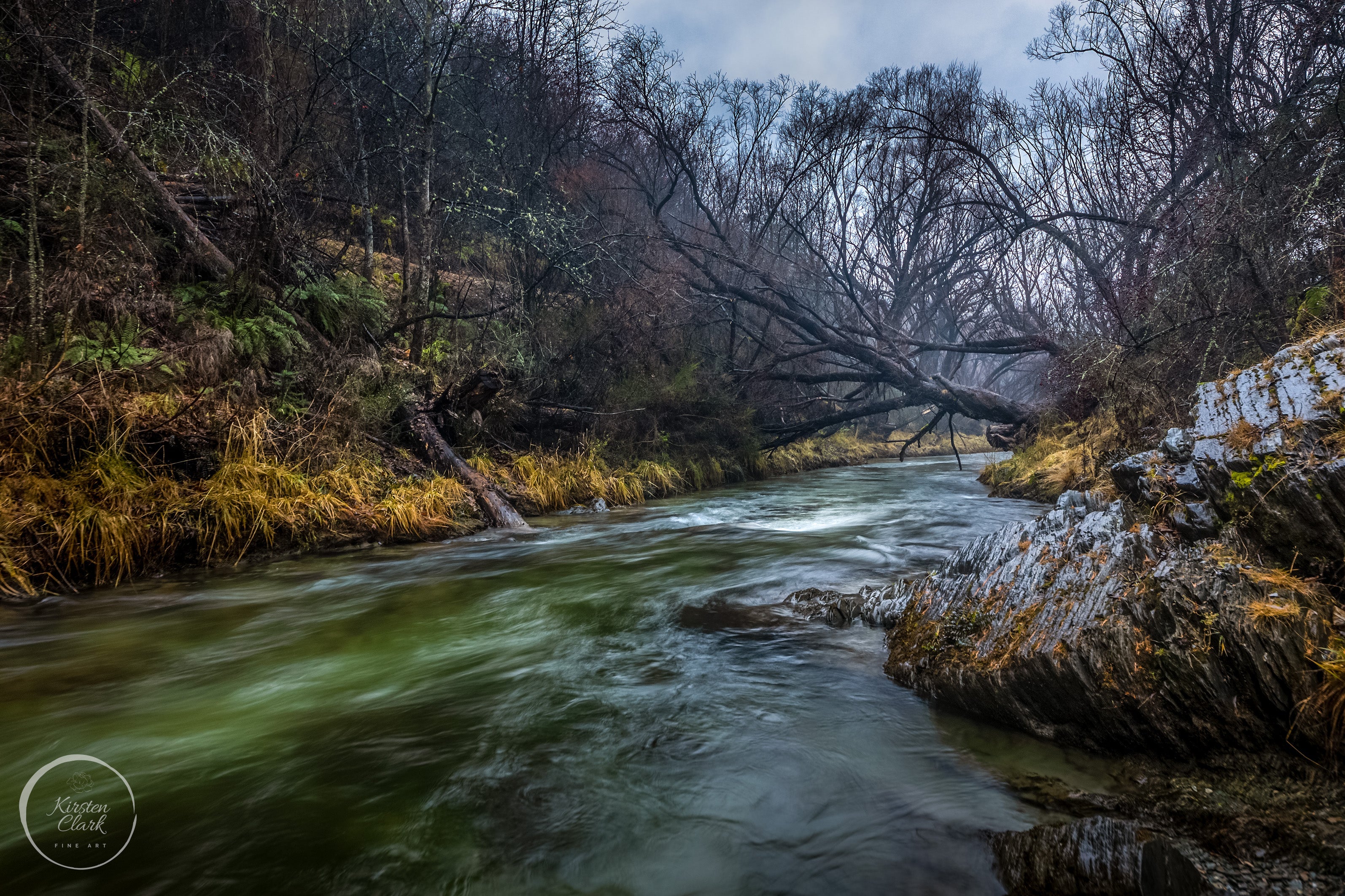 Energising Arrowtown River Queenstown NZ Landscape Print by Kirsten Clark Art