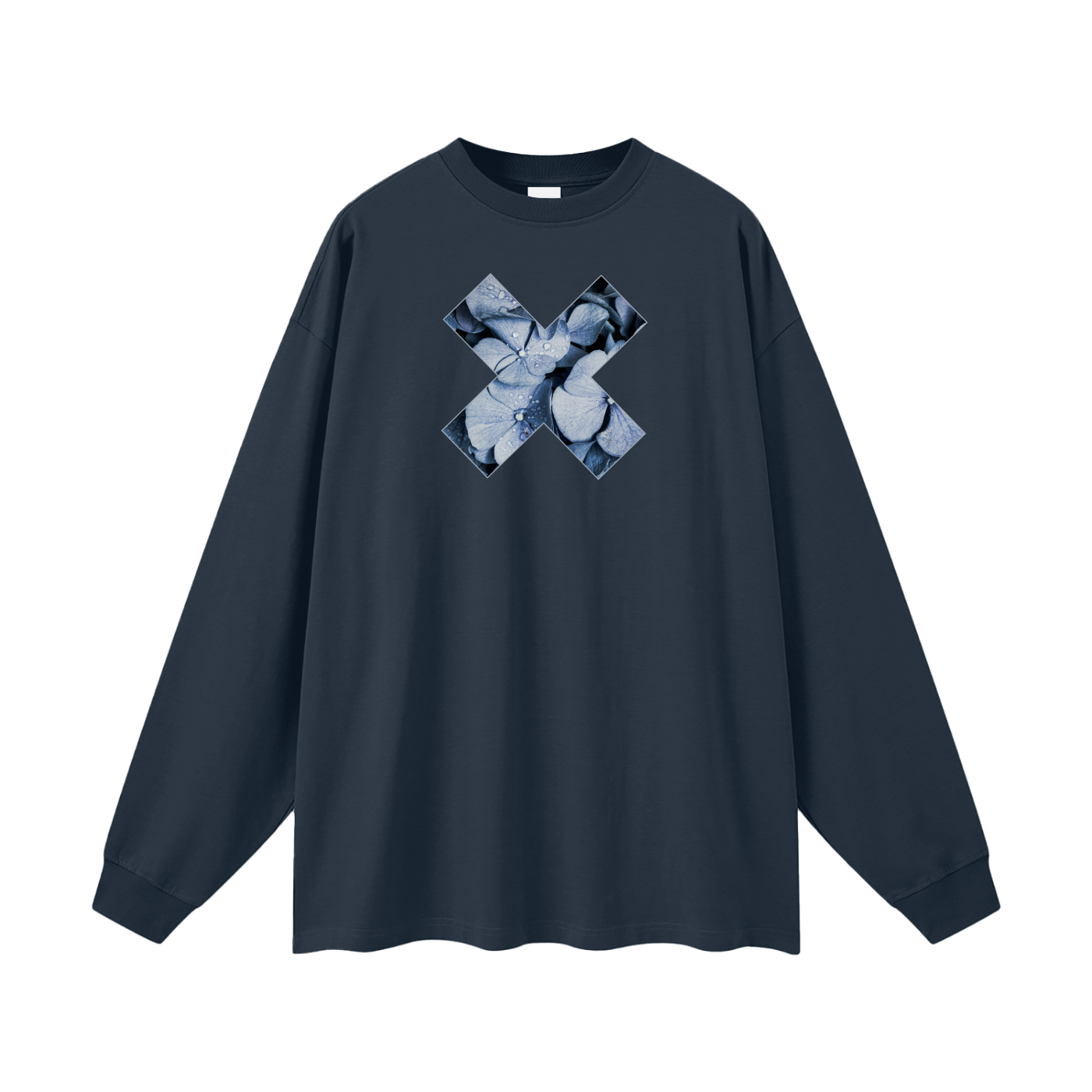 Blue Denim Hydrangea - Heavyweight Long Sleeve Tee