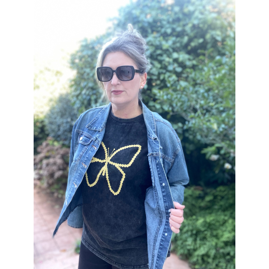Camellia Butterfly Tee | Vintage Wash