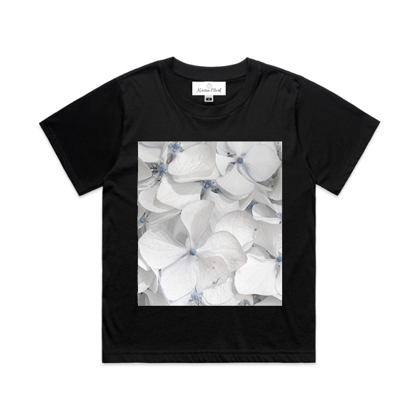Cool Summer Whites Hydrangea Crew Neck Boxy Tee