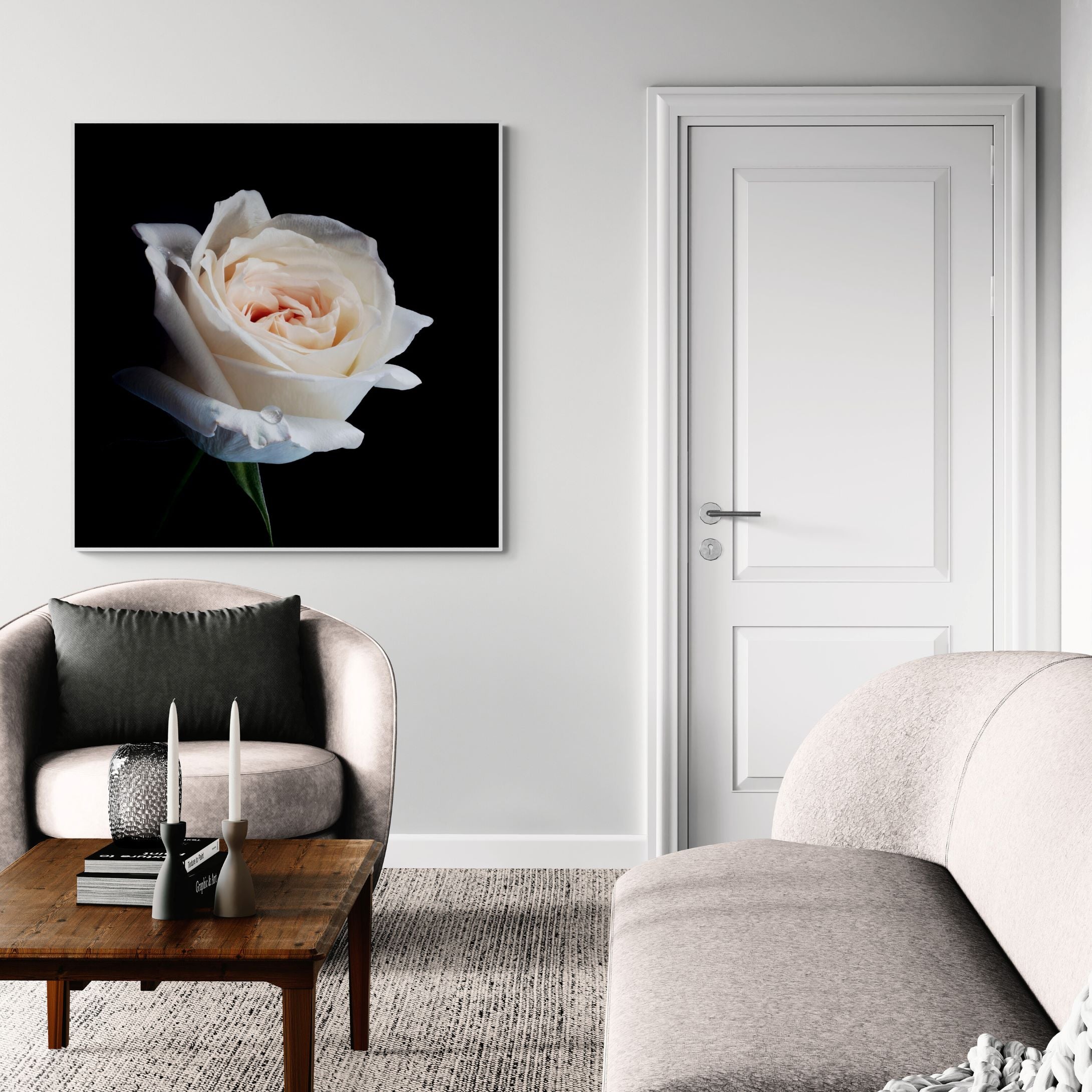 David Austin OHara Rose Canvas Print white frame by Kirsten Clark Art
