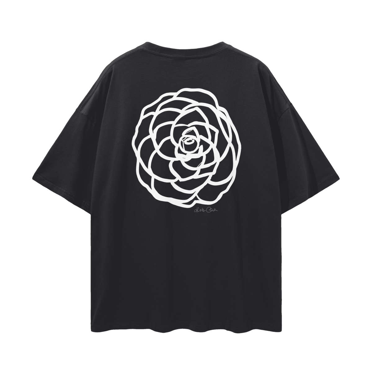 Early Pearly Camellia Tee - Front & Back | Relaxed To Oversized