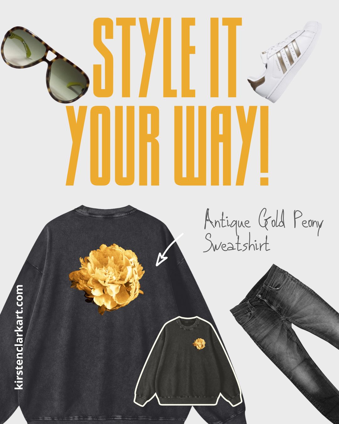 Sweatshirt Antique Gold Peony - Limited Edition
