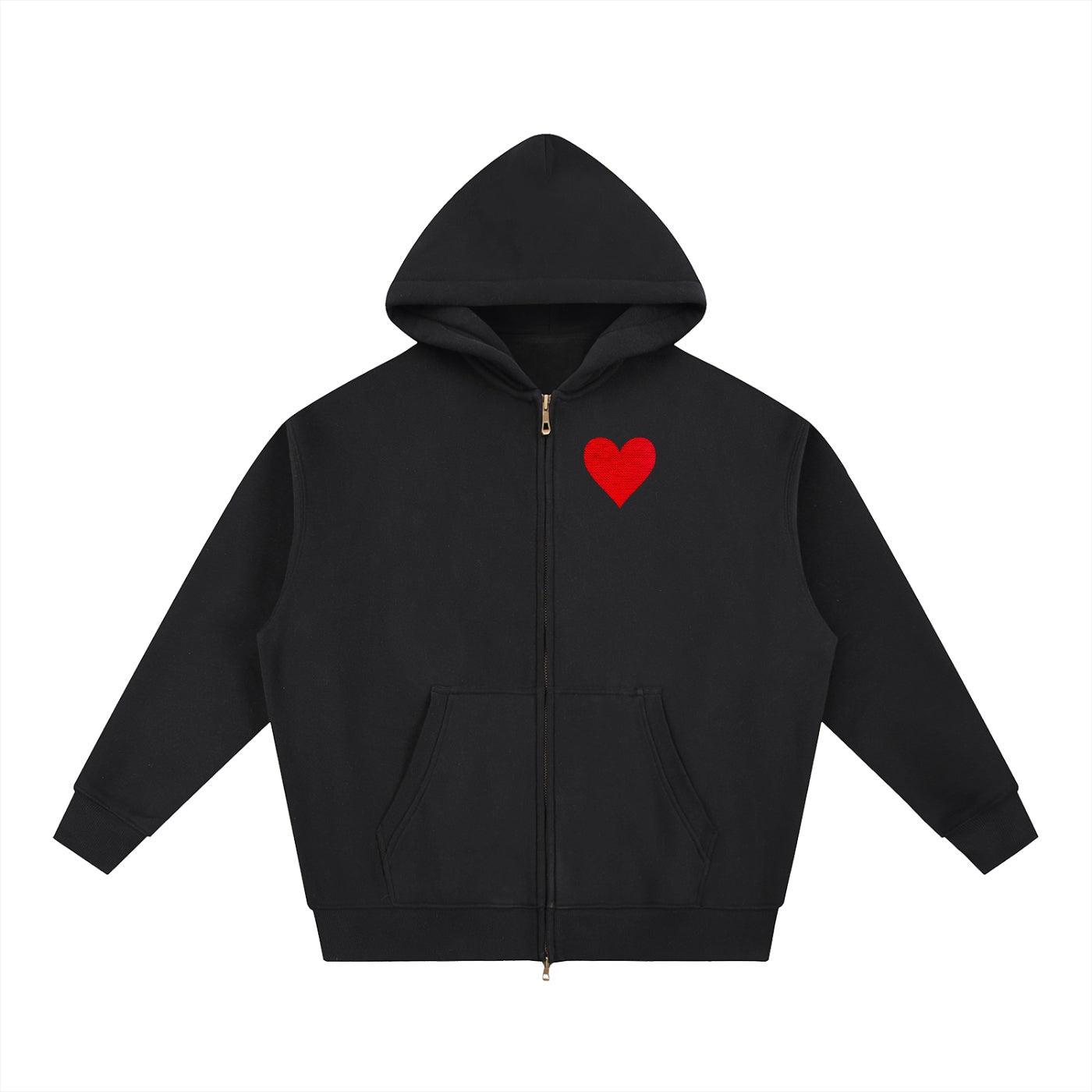 Warm Hearted Brooch Hoodie Dual Zip