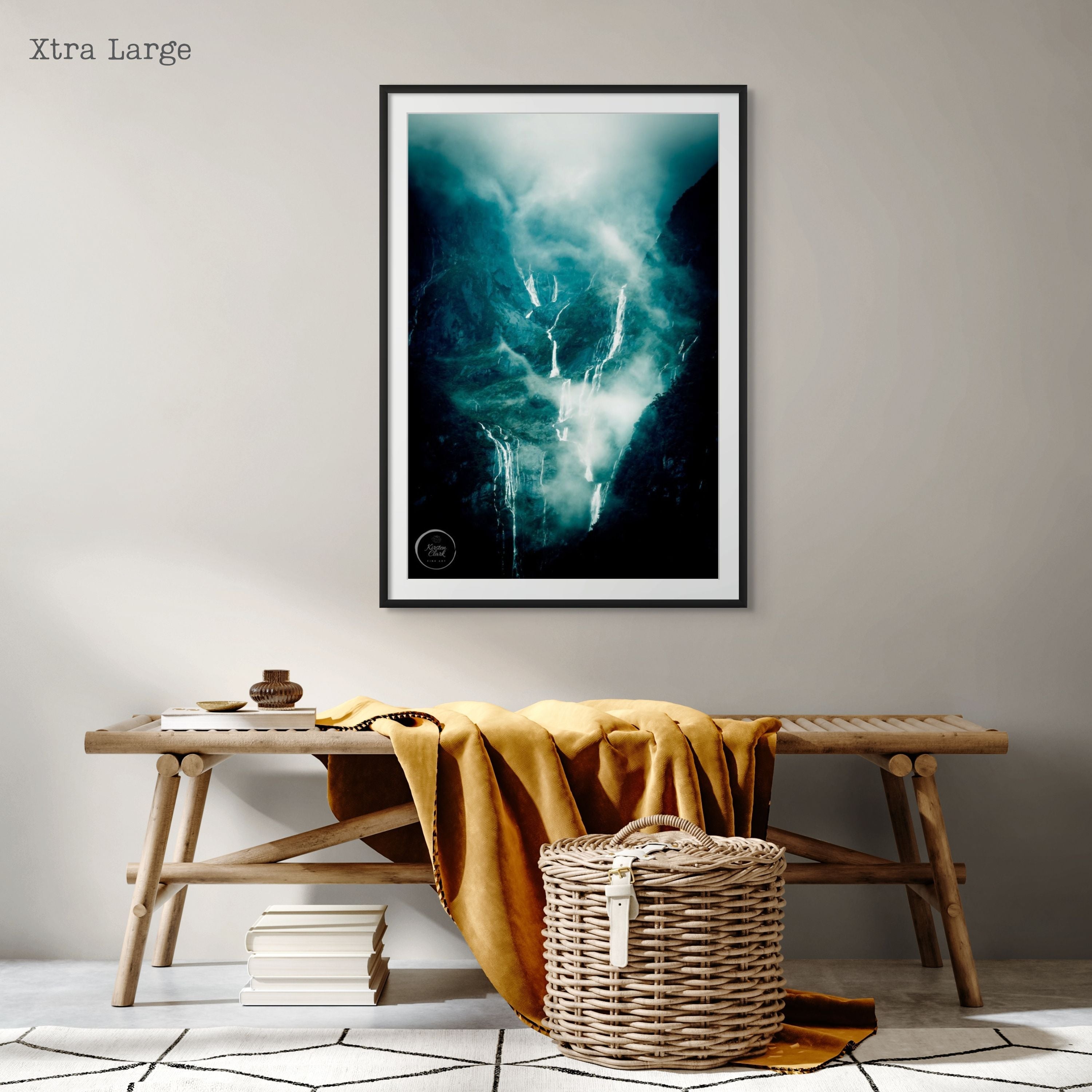 Valley of the Falls Milford Sound NZ Landscape Print room by Kirsten Clark Art
