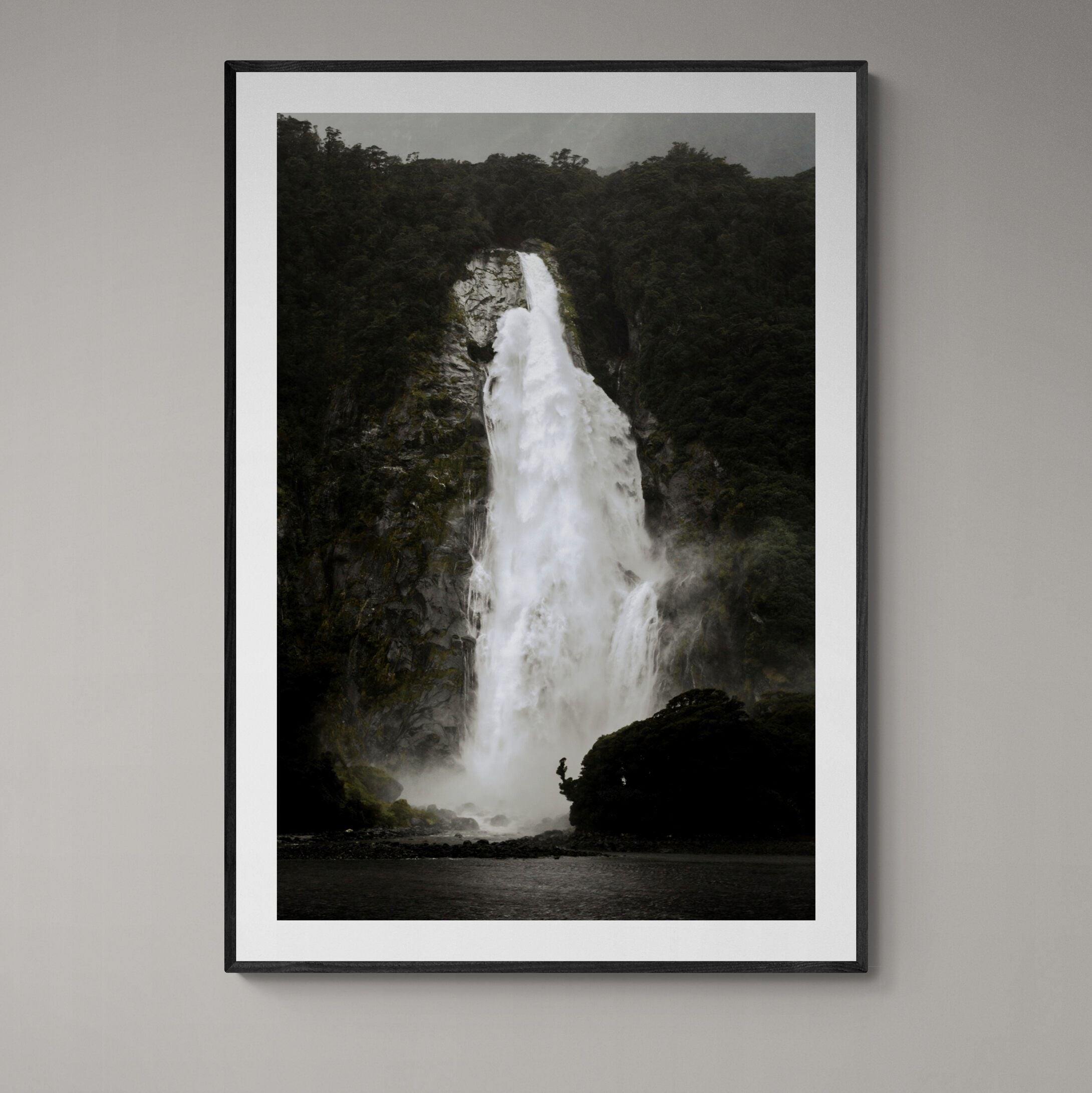 Lady Bowen Falls fine art print framed on wall by Kirsten Clark Art