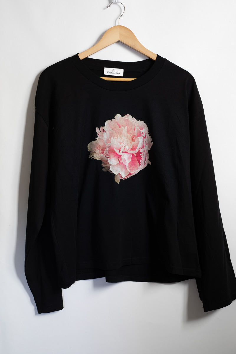 Sarah Bernhardt Peony - Relaxed-Fit Crew Neck Long Sleeve Tee