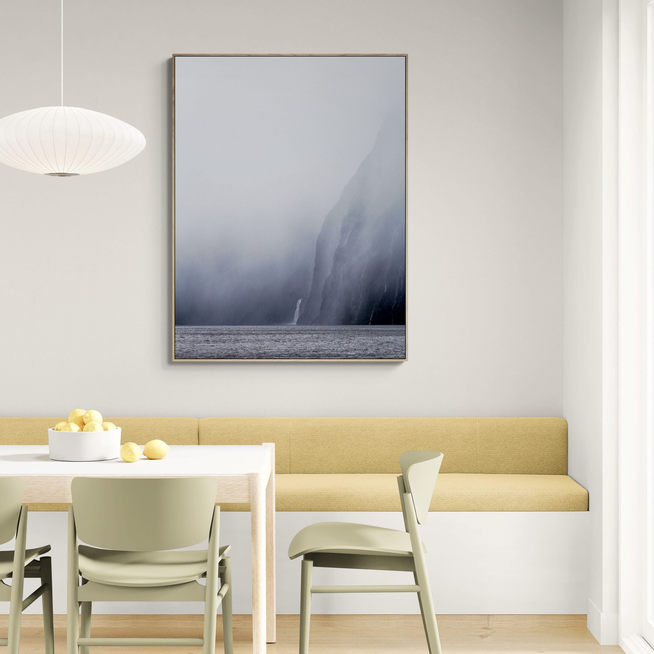 Milford Sound Waterfall Canvas Print natural frame by Kirsten Clark art