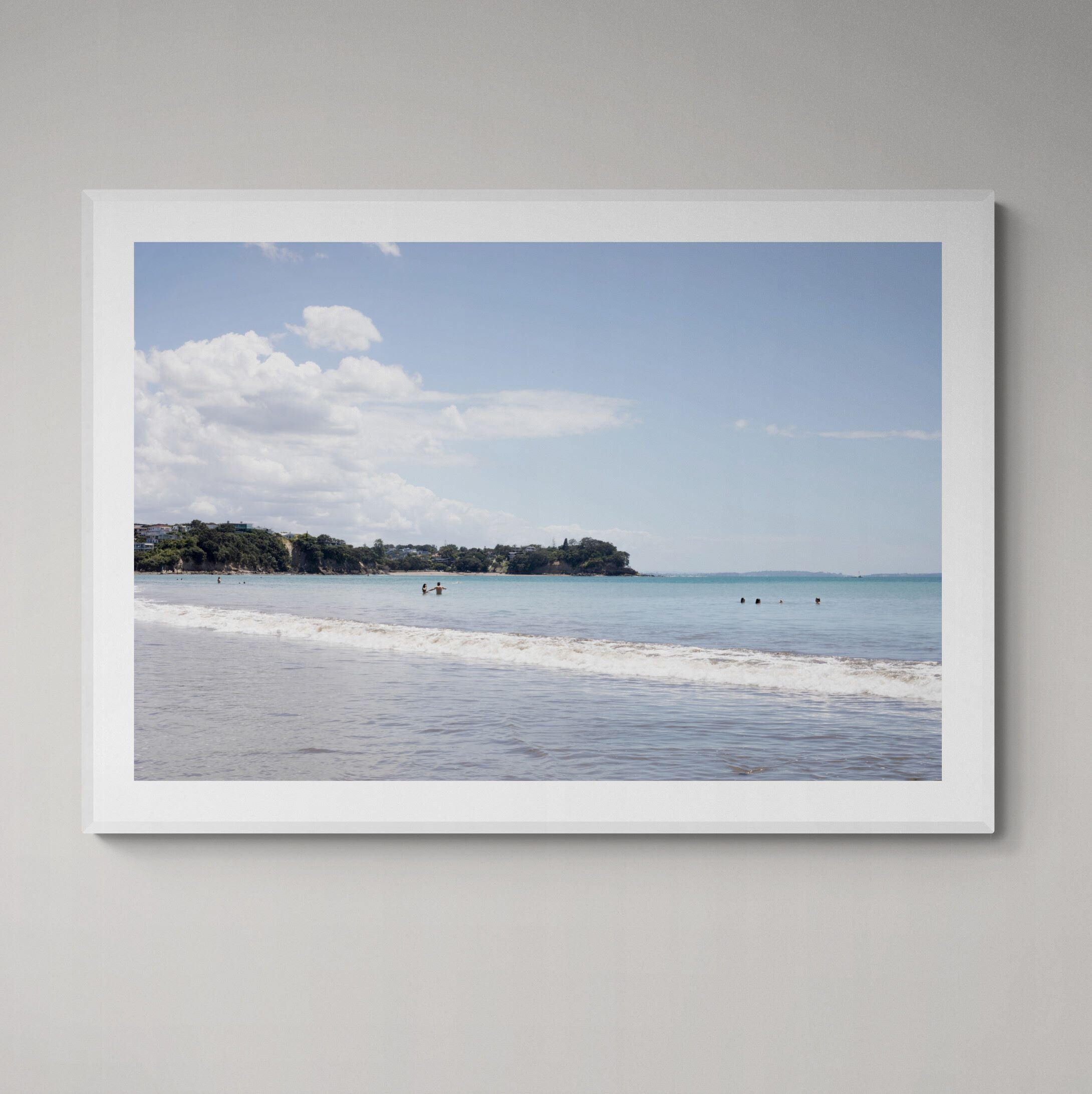 Milford Beach Print framed on wall