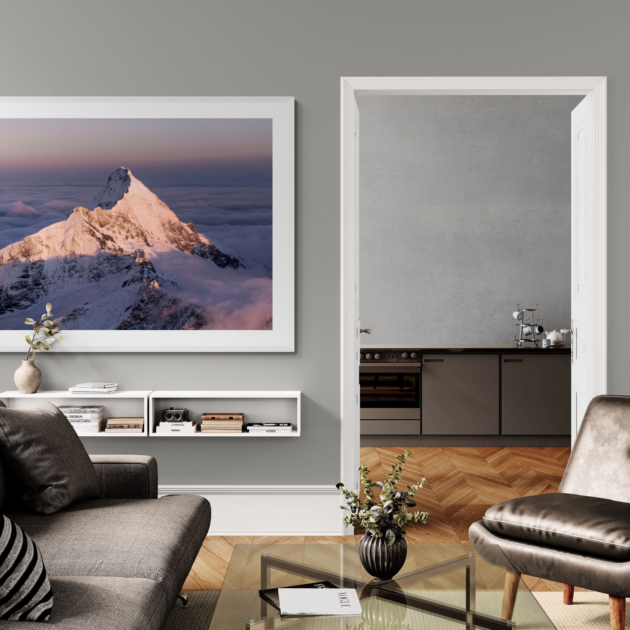 Mt_Aspiring_Sunrise_in_living-room by Kirsten Clark Art