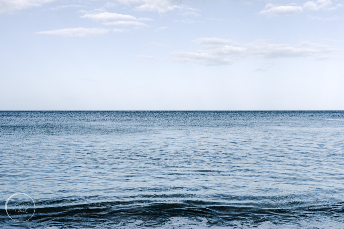 Blue water and sky seascape fine art print for modern coastal home decor