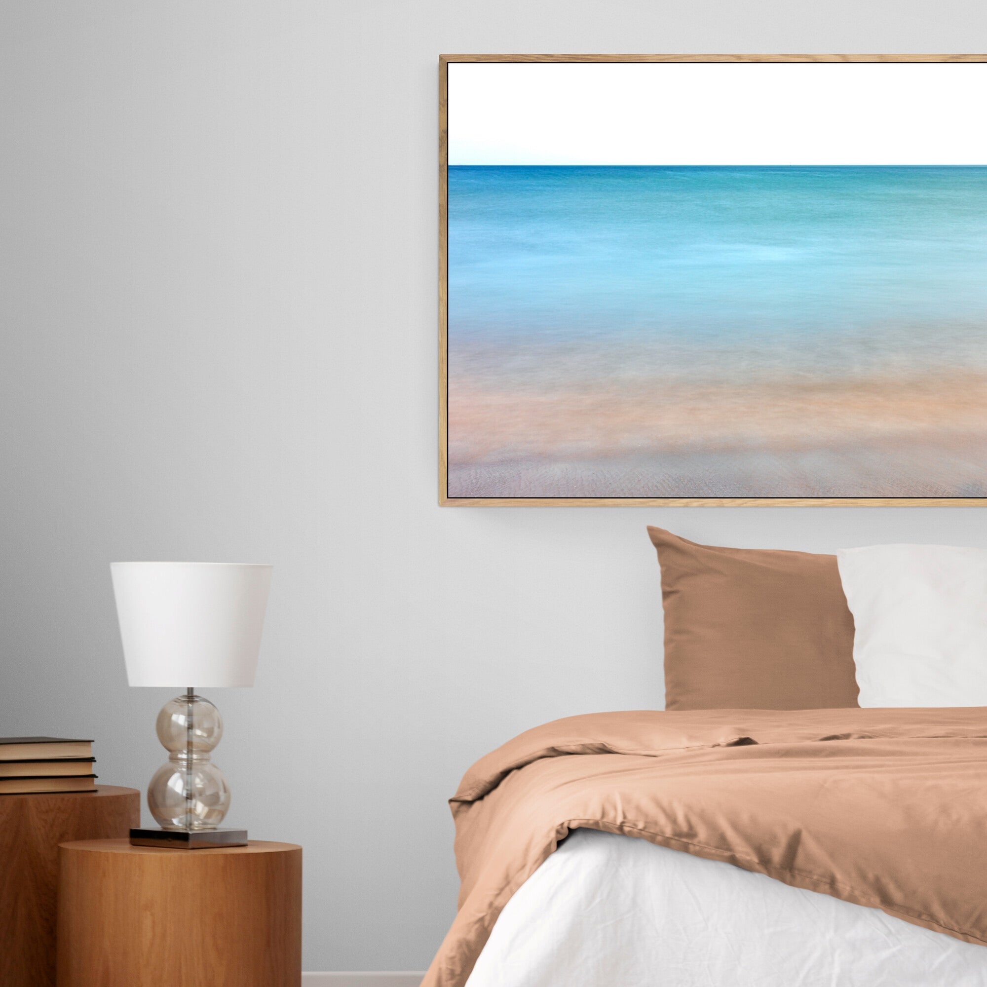 New horizons inhale exhale canvas print in bedroom by Kirsten Clark Art