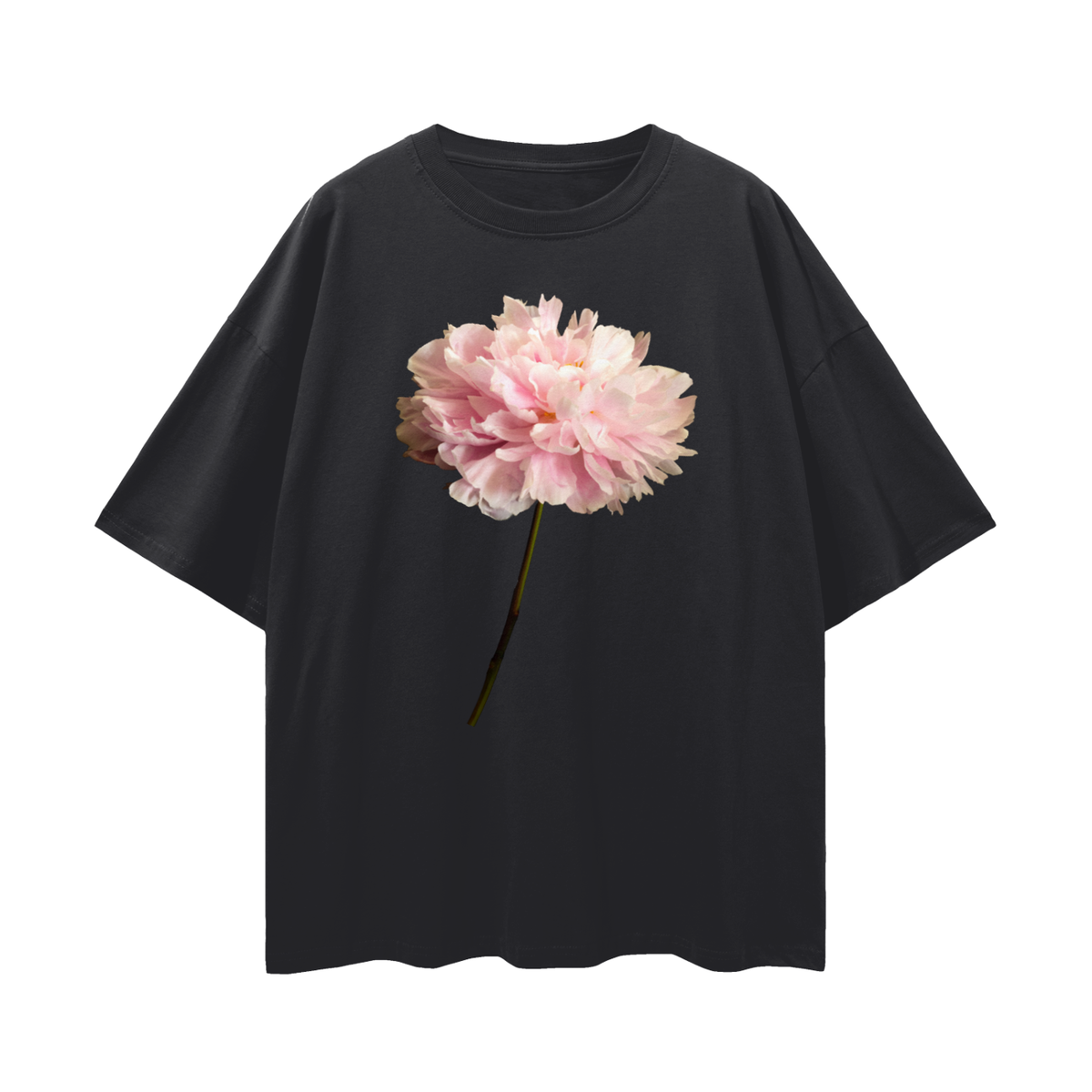 Pink Peony Stem Tee | Relaxed to Oversized