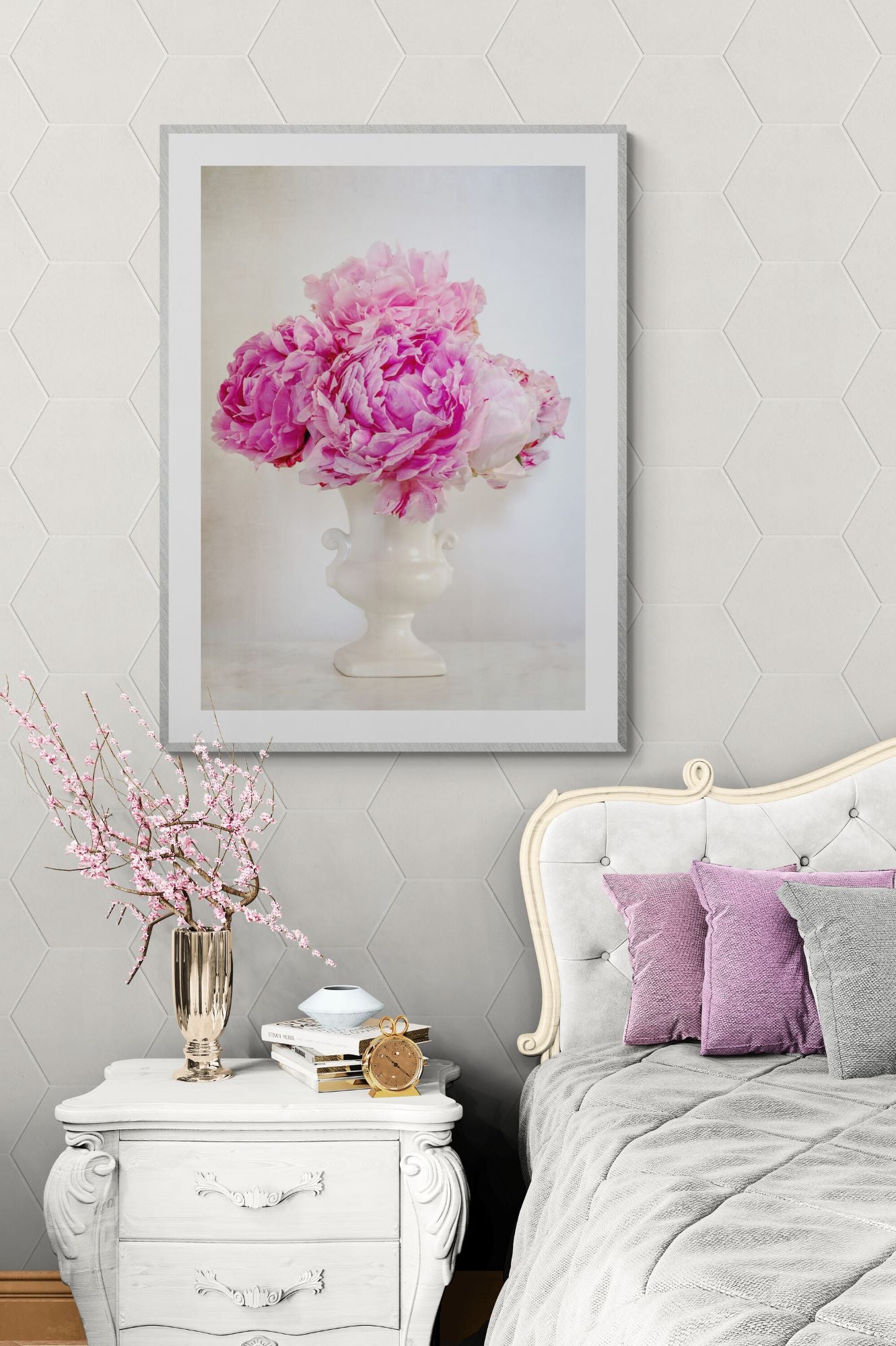 Pink Peonies in a Vase Poster Print