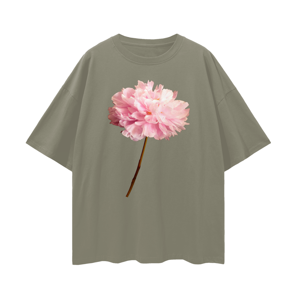 Pink Peony Stem Tee | Relaxed to Oversized