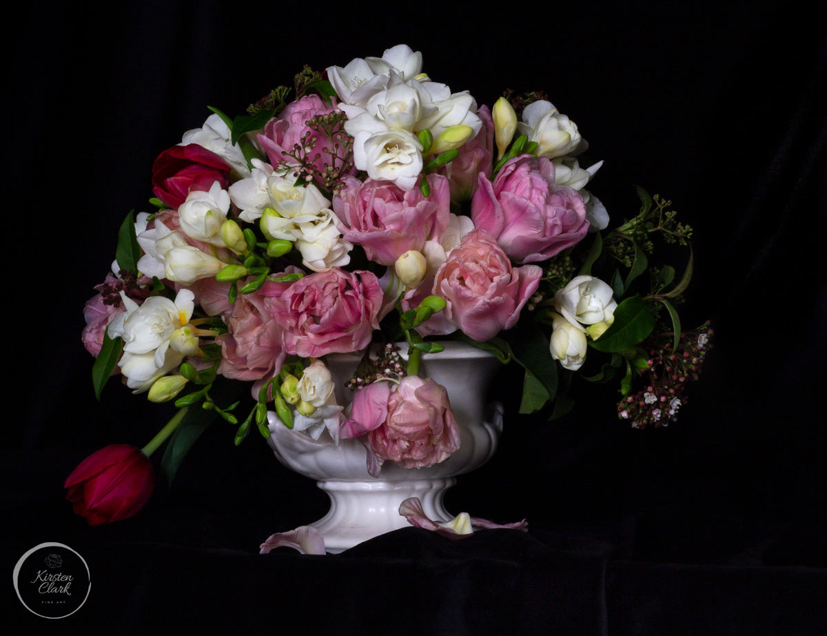 Still Life - Tulips Poppies & Freesias | Canvas Print