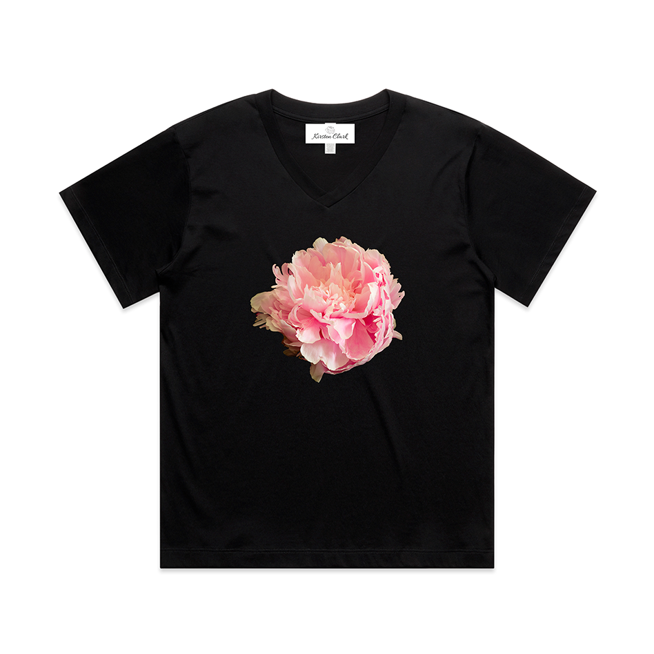 Sarah Bernhardt Peony - V-Neck Boxy Tee