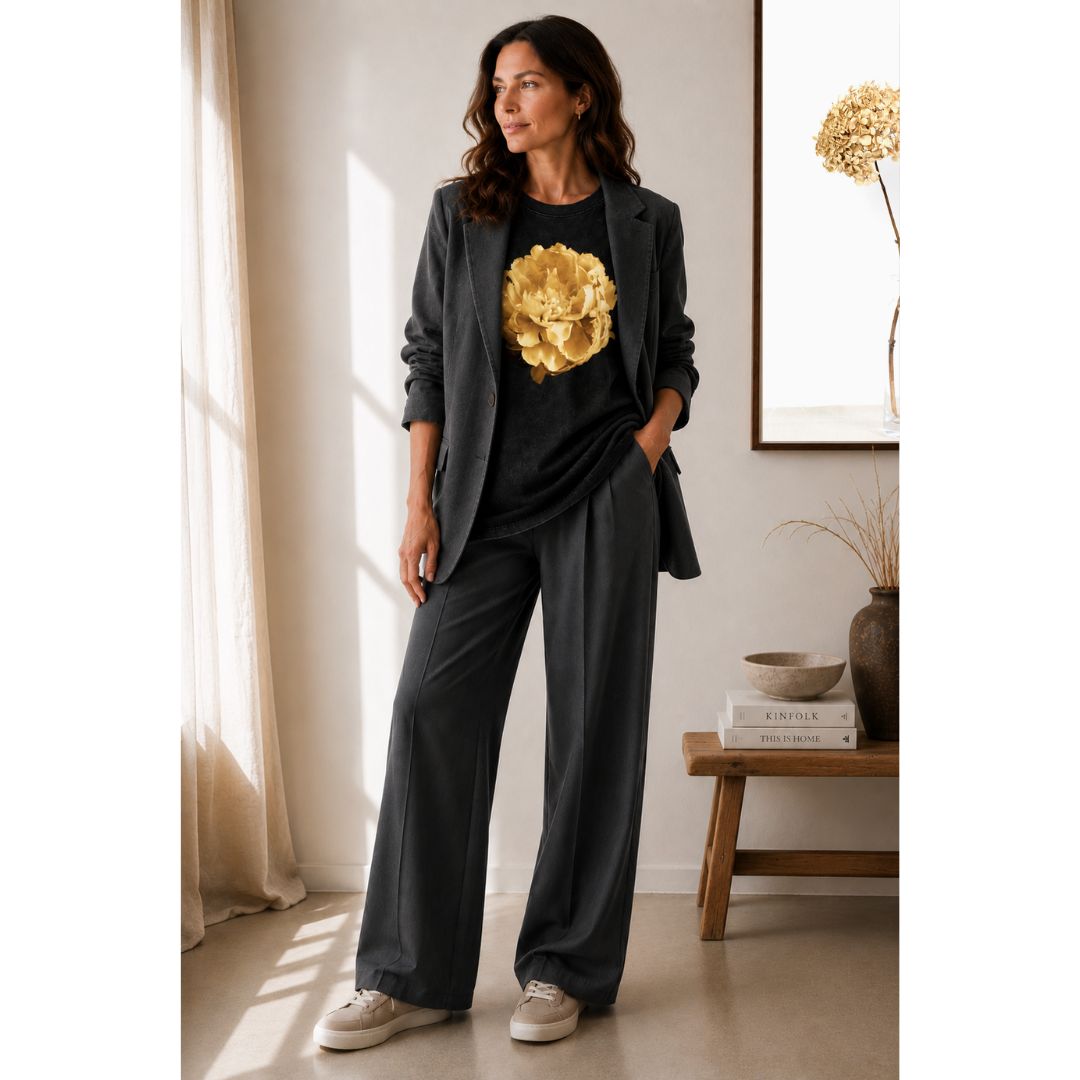 Antique Gold Peony Vintage Wash Tee | Relaxed to Oversized
