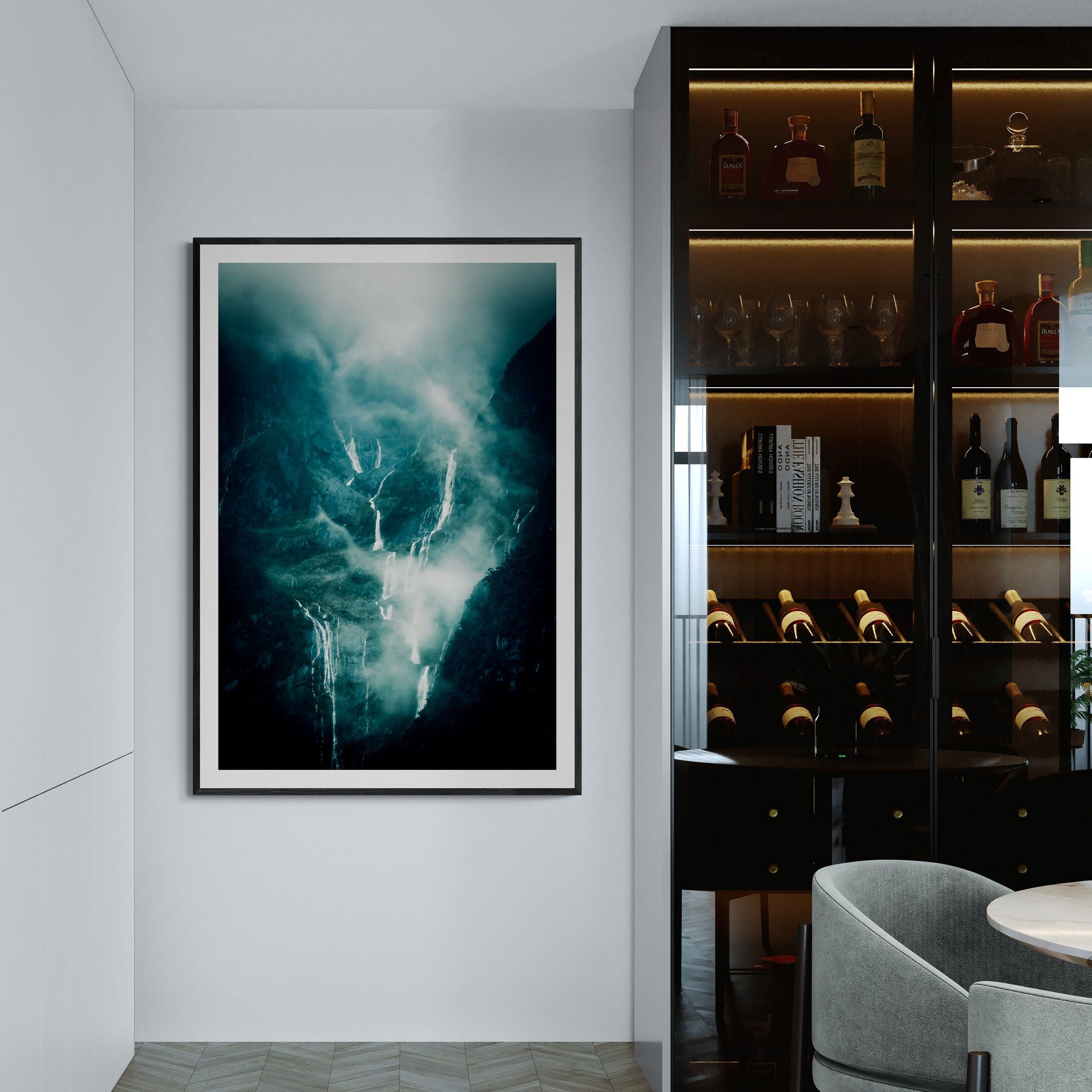 valley of the falls in dining space by Kirsten Clark Art