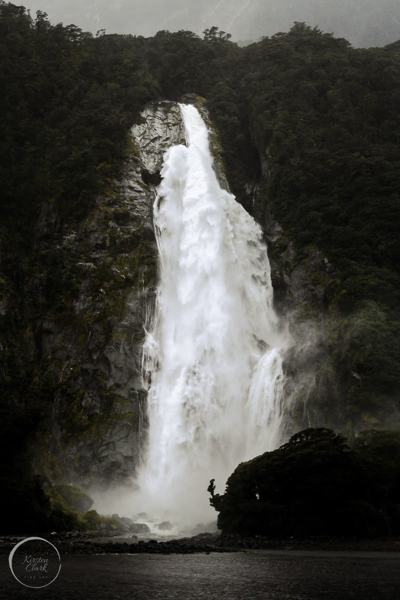 Lady Bowen Falls Milford Sound NZ Landscape Print by Kirsten Clark Art