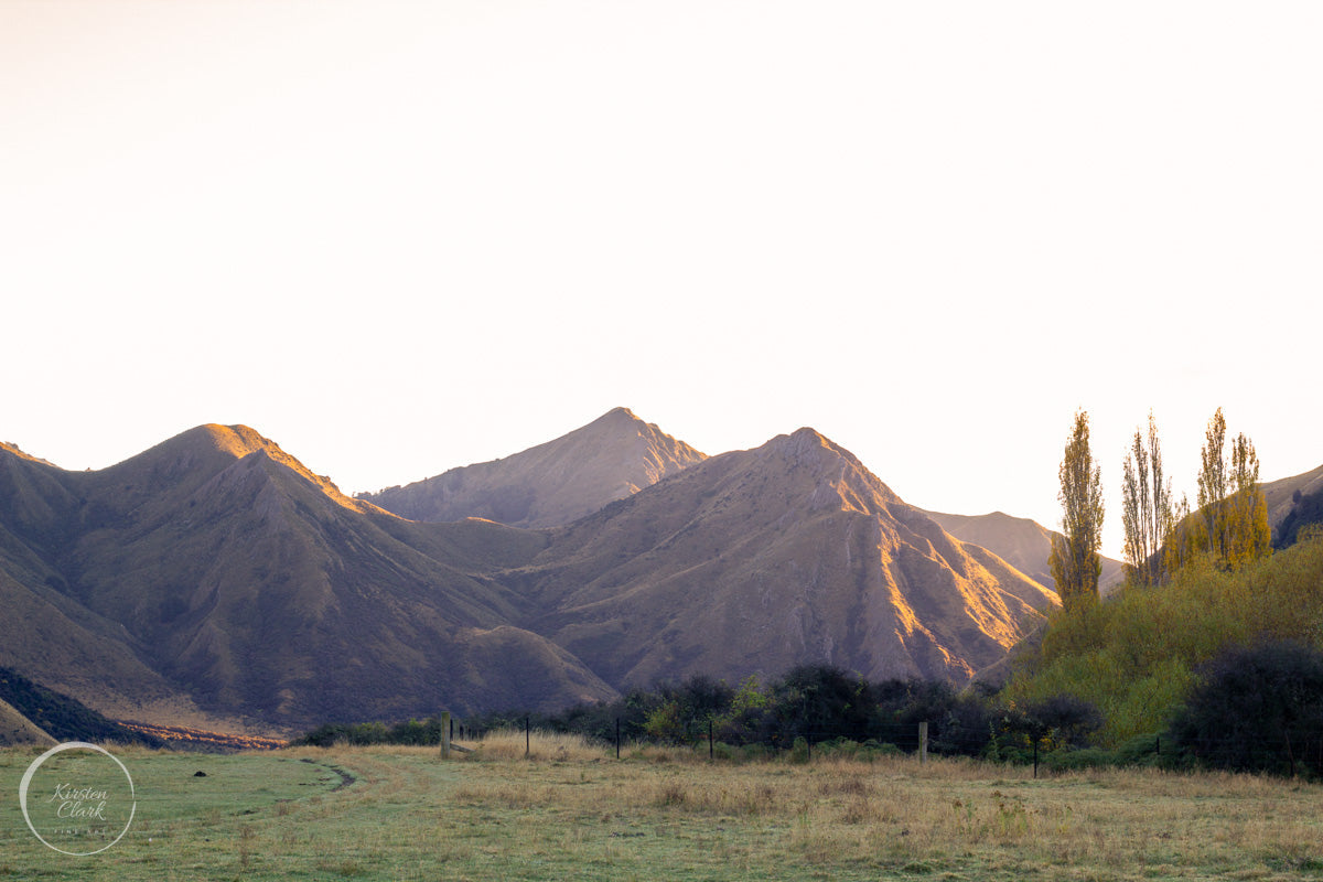 Moke Lake Autumn Sunrise - Queenstown NZ Landscape Print by Kirsten Clark