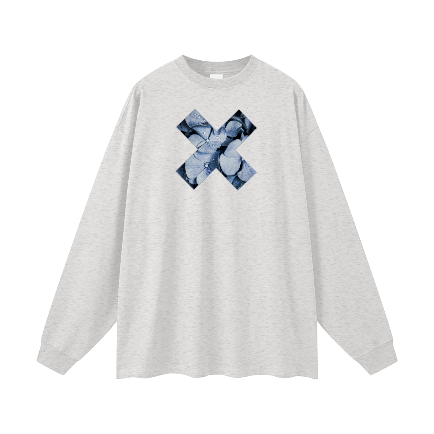 Blue Denim Hydrangea - Heavyweight Long Sleeve Tee