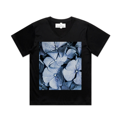 Blue Denim Hydrangea - Relaxed-Fit V-Neck Tee