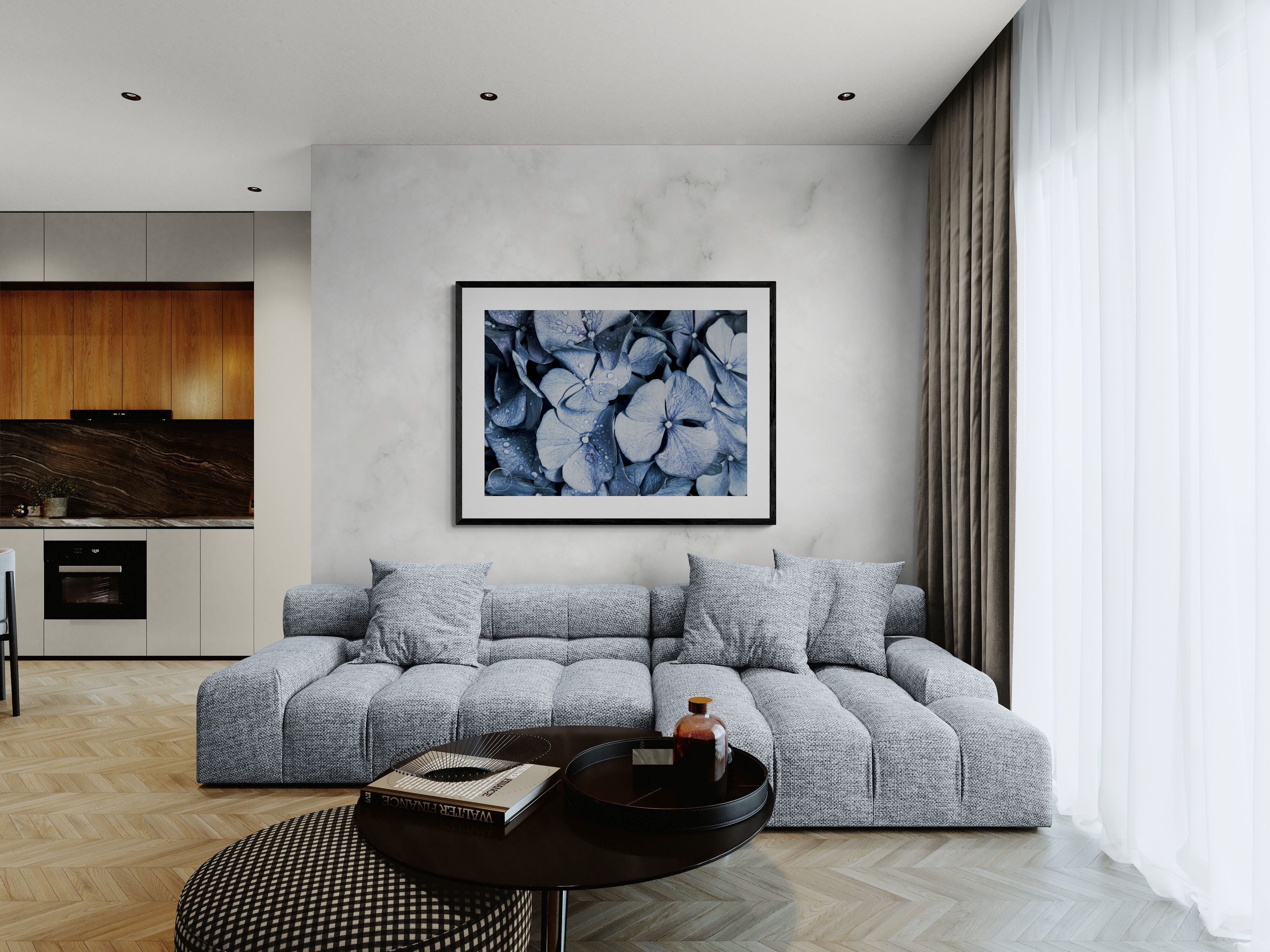 Blue Denim Hydrangea Print