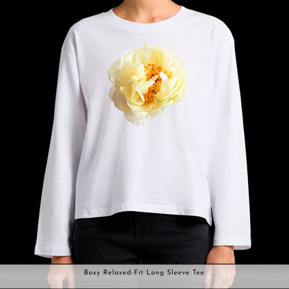 Blue Denim Hydrangea X - Relaxed-Fit Crew Neck Long Sleeve Tee