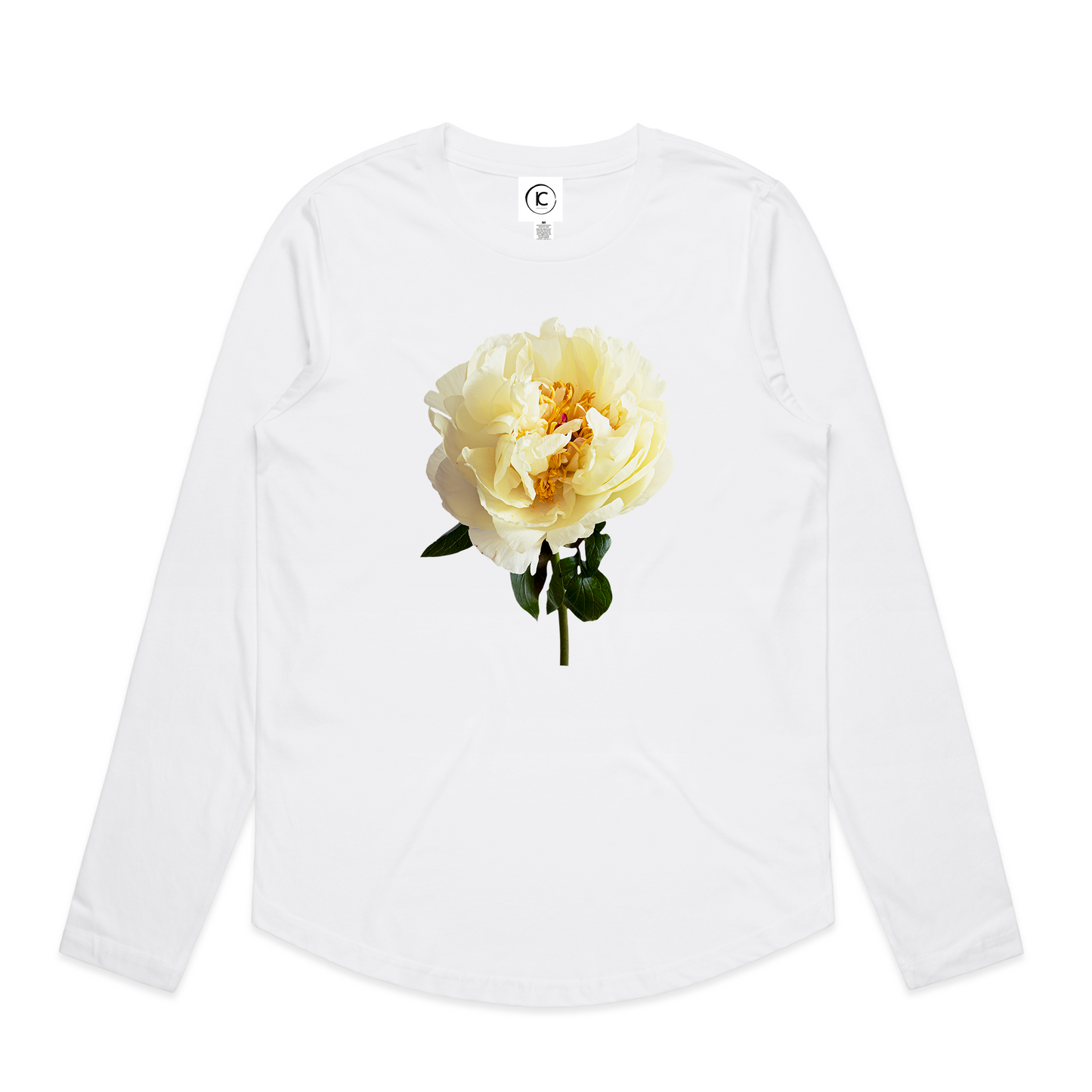 Lemon Chiffon Peony -  Curve Long Sleeve Tee