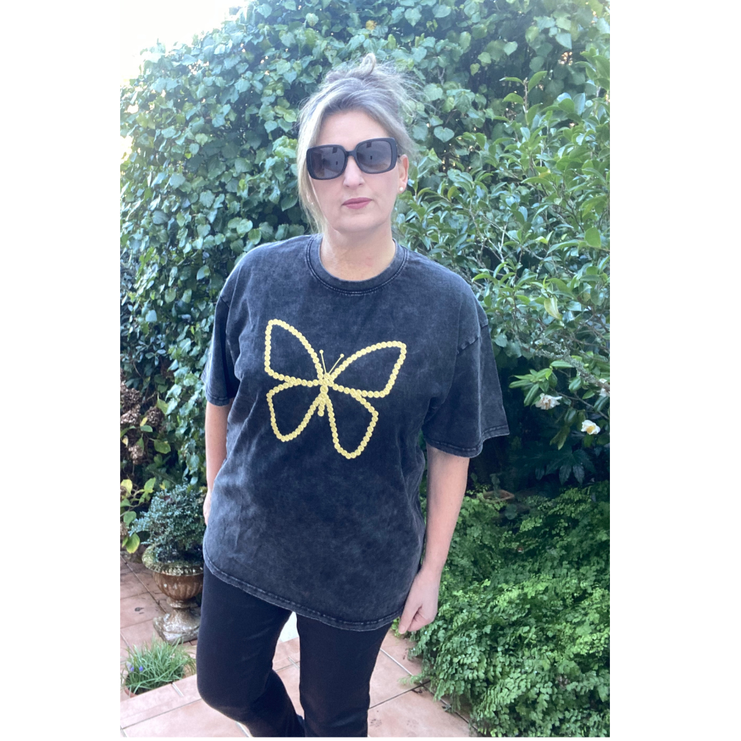 Camellia Butterfly Tee | Vintage Wash
