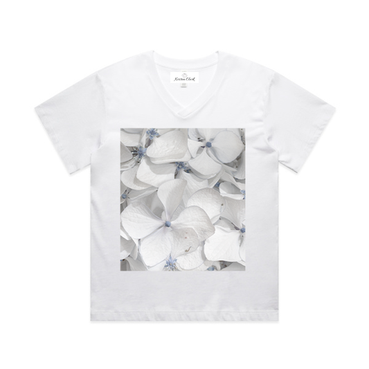 Cool Summer Whites Hydrangea - Relaxed-Fit V-Neck Tee