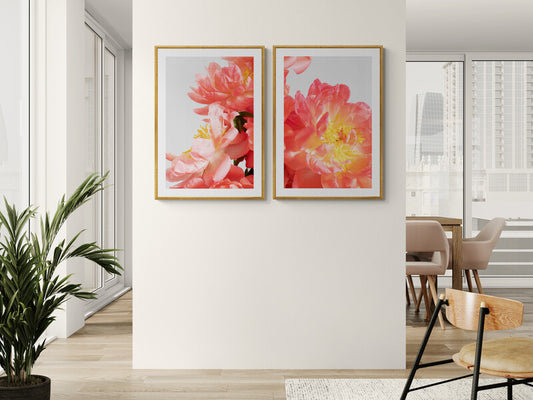 Coral Sunset Peony  - Diptych Set (Limited Edition Prints)