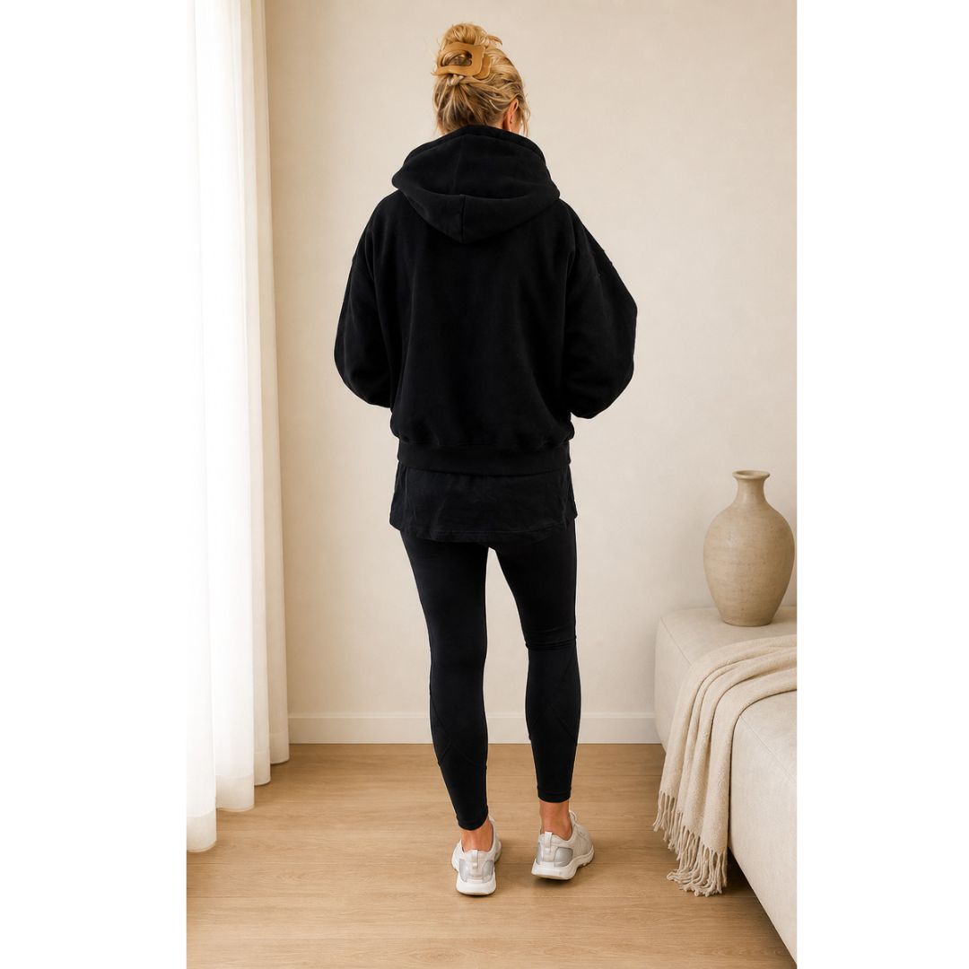 Daisy Brooch Hoodie Dual Zip