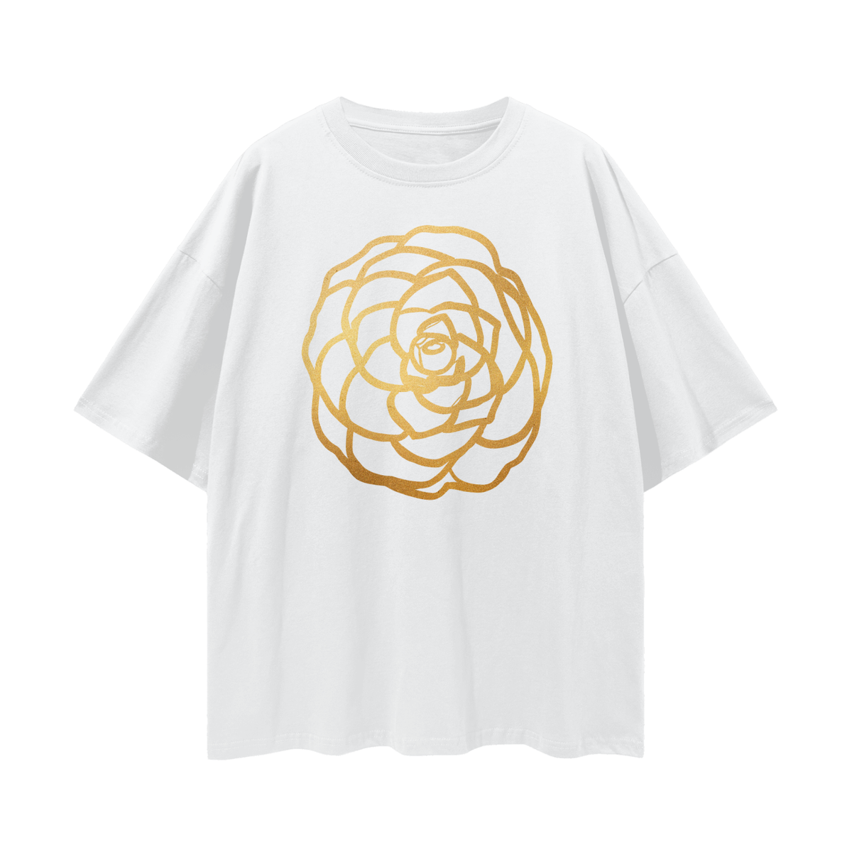 Early Pearly Camellia Tee - Rustic Gold |  Relaxed To Oversized