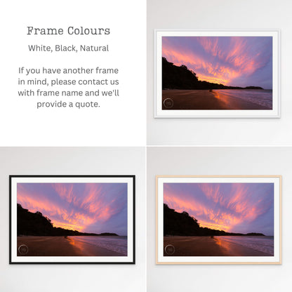 Frame Colour options for Electric Sunset Onetangi Beach Waiheke NZ Landscape Prints by Kirsten Clark