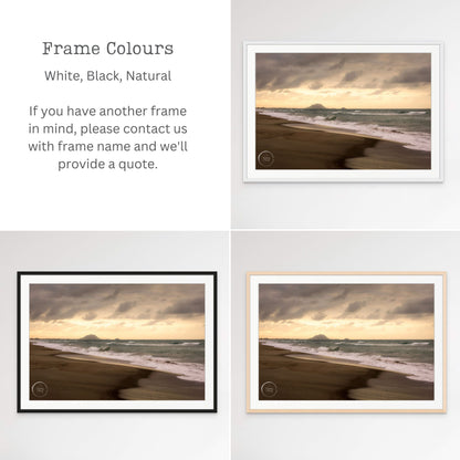 Frame Colours - Golden Hour Papamoa Beach NZ Landscape Prints by Kirsten Clark