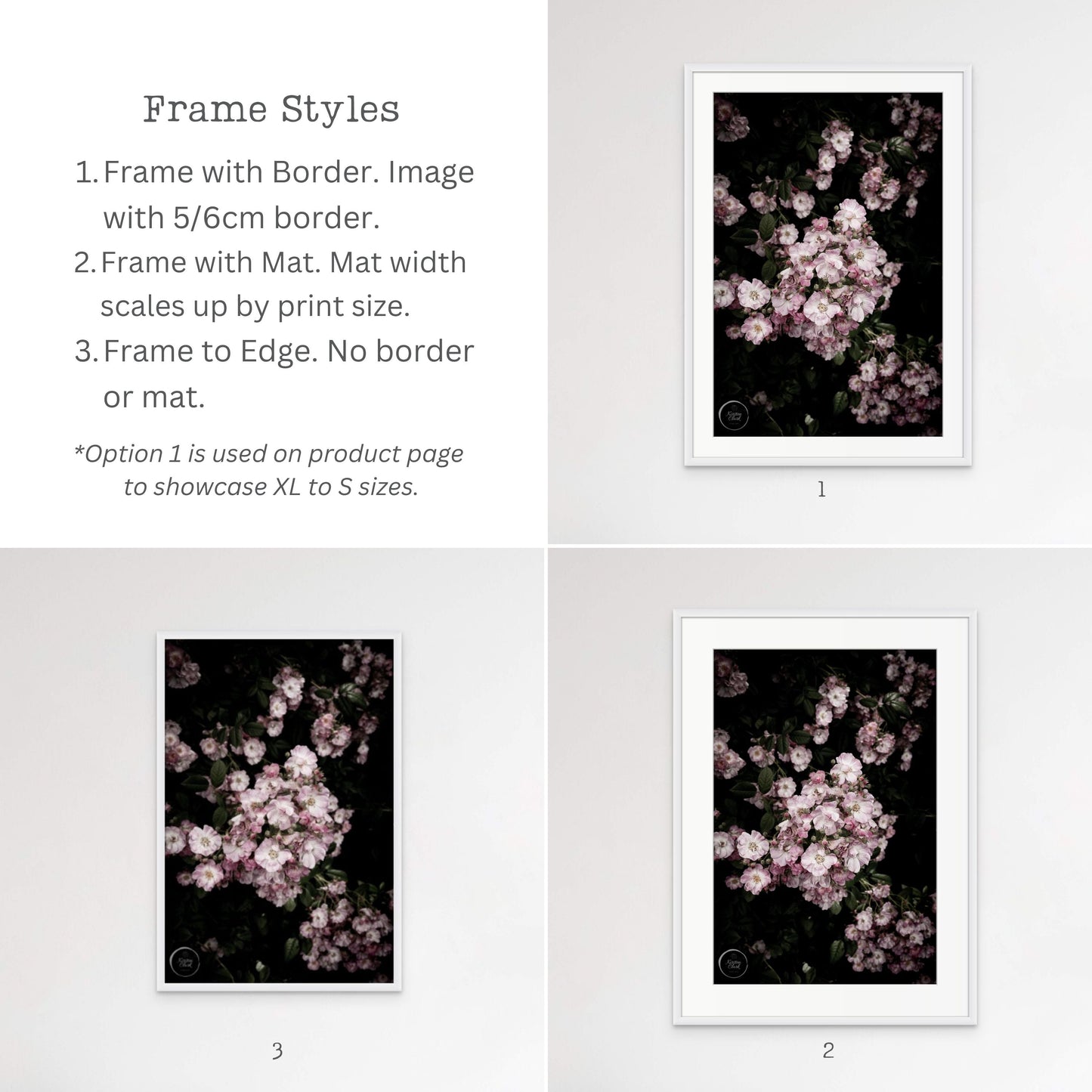 Frame Styles options for Cottage Garden Roses Print by Kirsten Clark
