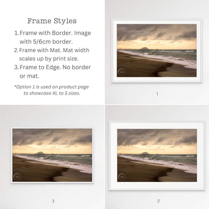 Frame Styles - Golden Hour Papamoa Beach NZ Landscape Prints by Kirsten Clark
