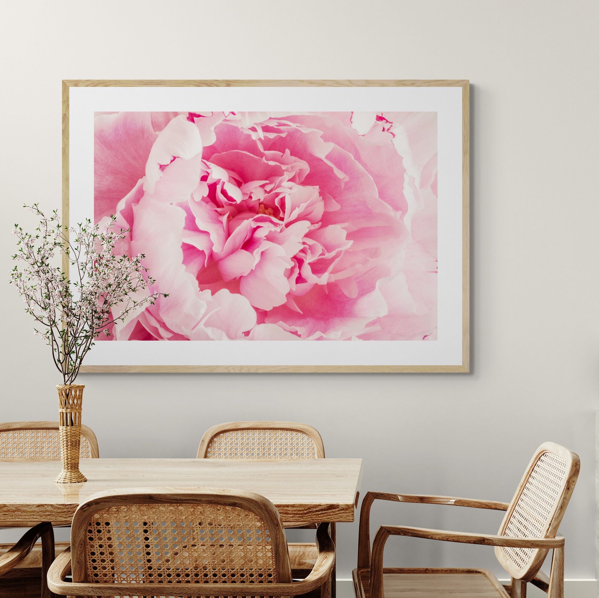 Frill_of_Pink_Peony_Print_in_dining_room by Kirsten Clark Art