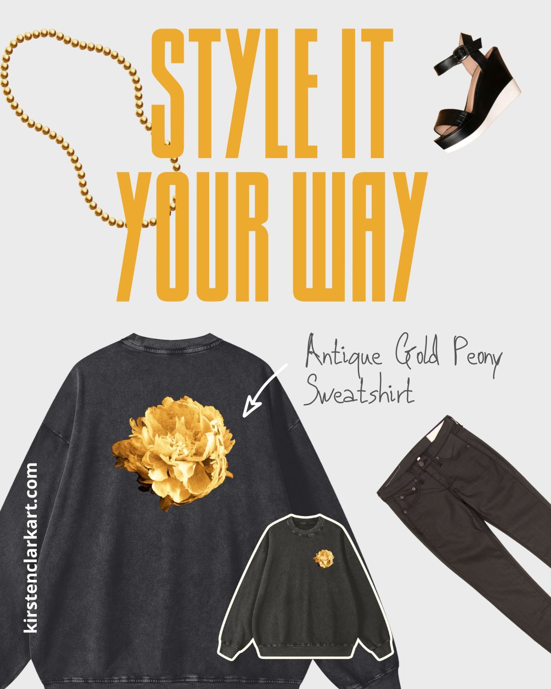 Sweatshirt Antique Gold Peony - Limited Edition