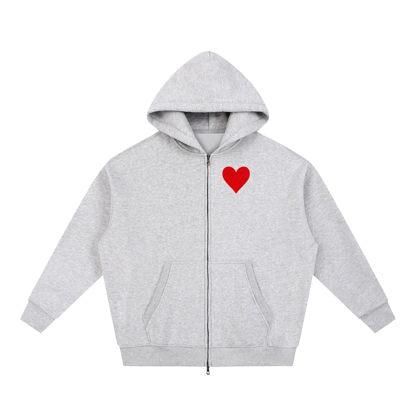 Warm Hearted Brooch Hoodie Dual Zip