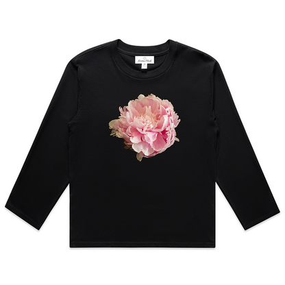 Kirsten Clark Art Bloomin Tee Collection Pink Peony Long sleeve Relaxed fit tee. 
