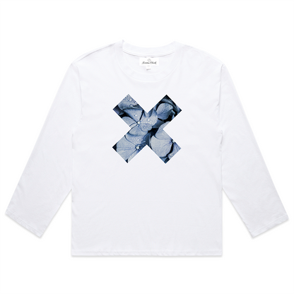 Blue Denim Hydrangea X - Relaxed-Fit Crew Neck Long Sleeve Tee