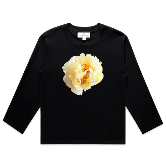 Lemon Chiffon (Large Bloom) - Relaxed-Fit Crew Neck Long Sleeve Tee