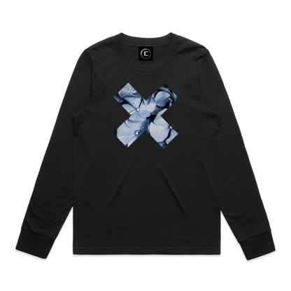 Blue Denim Hydrangea X -  Cuffed Long Sleeve Tee