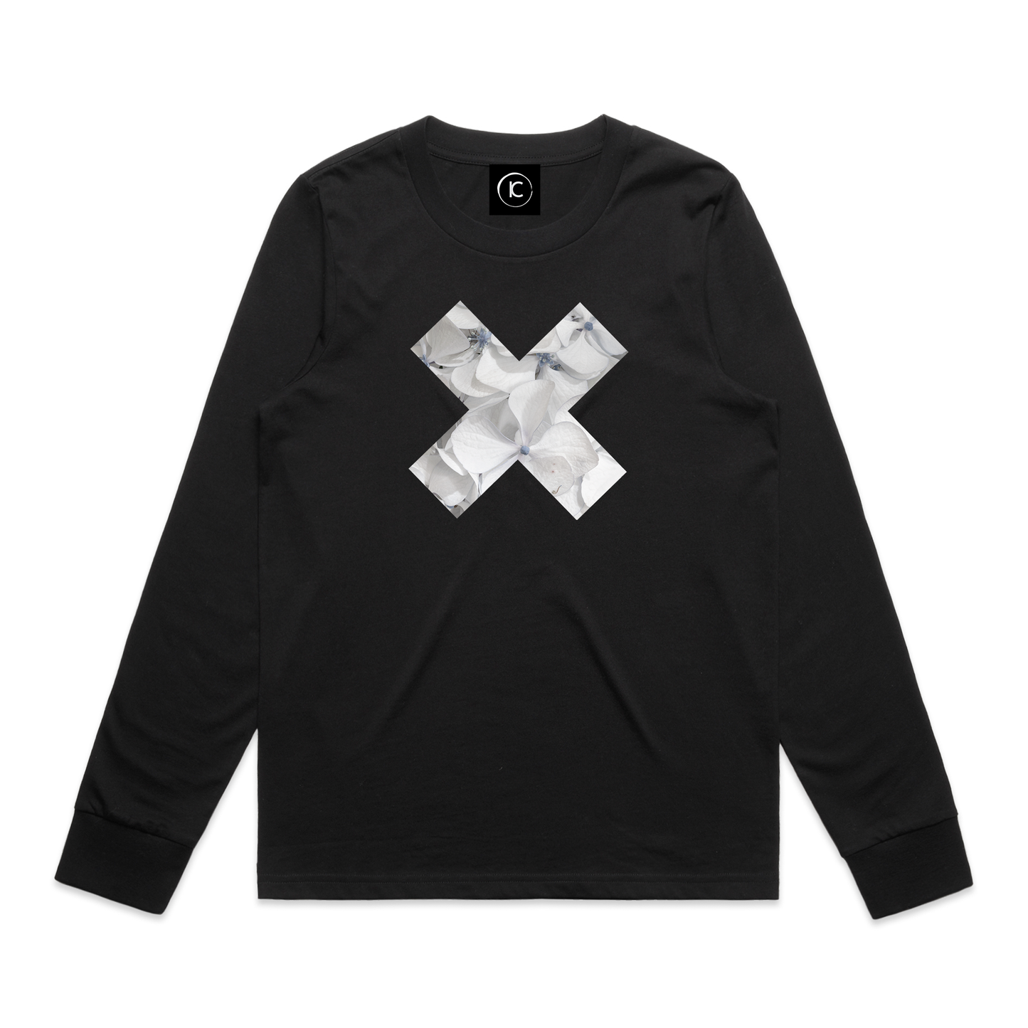 Cool Summer White Hydrangea X -  Cuffed Long Sleeve Tee